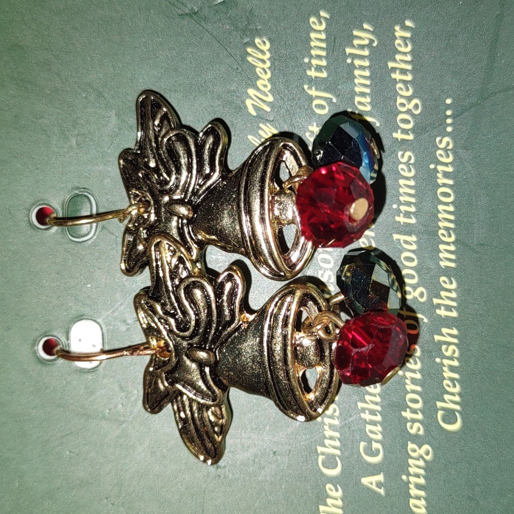 Christmas Bell Earrings Antique Gold